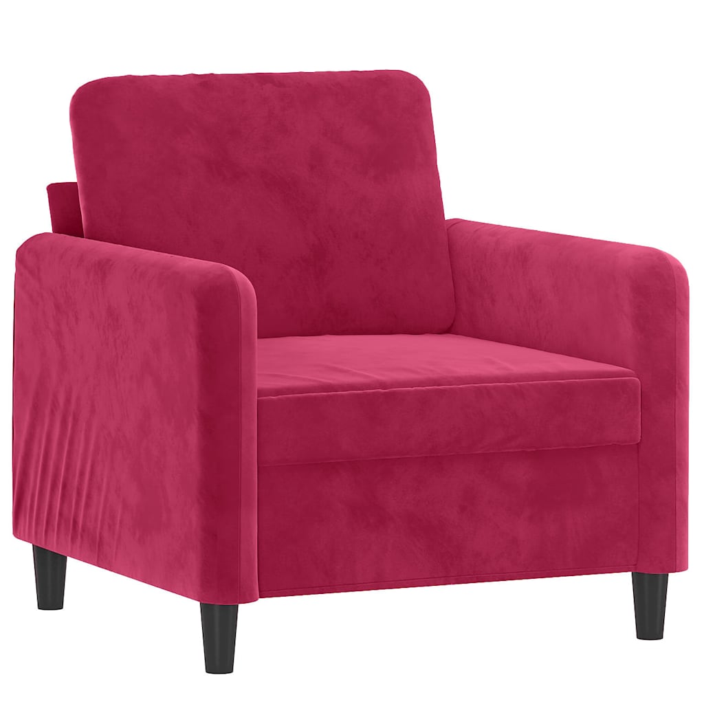 vidaXL Fotel, winna czerwień, 60 cm, obity aksamitem