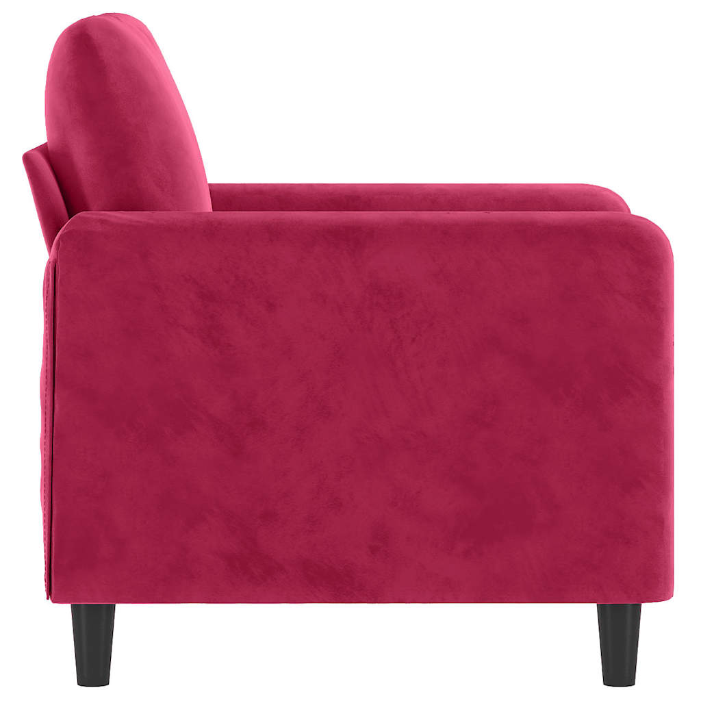 vidaXL Fotel, winna czerwień, 60 cm, obity aksamitem