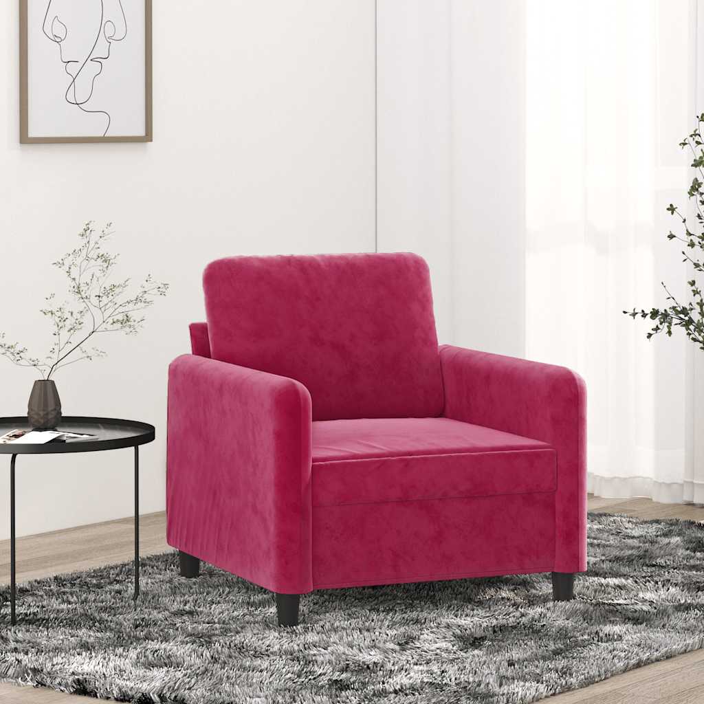 vidaXL Fotel, winna czerwień, 60 cm, obity aksamitem