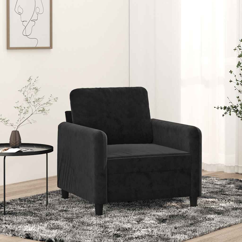 vidaXL Fotel, czarny, 60 cm, obity aksamitem
