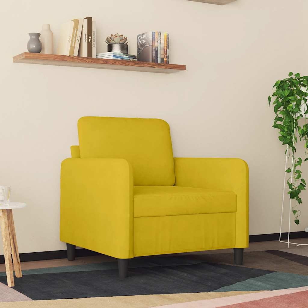 vidaXL Fotel, żółty, 60 cm, obity aksamitem
