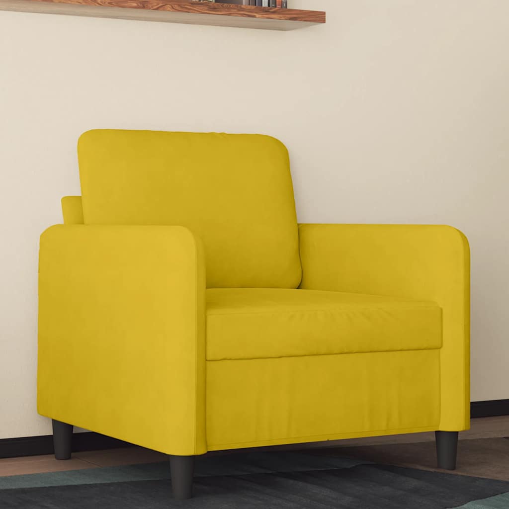 vidaXL Fotel, żółty, 60 cm, obity aksamitem
