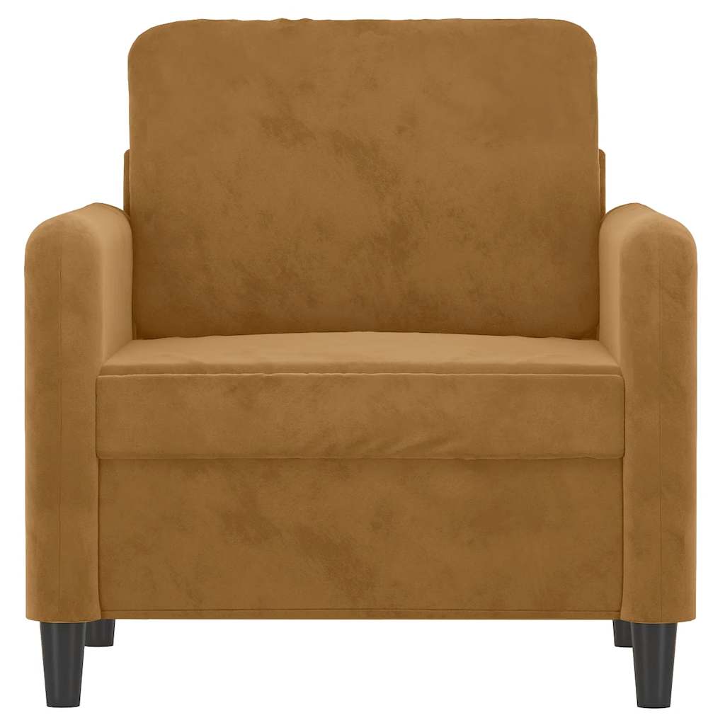 vidaXL Fotel, brązowy, 60 cm, obity aksamitem