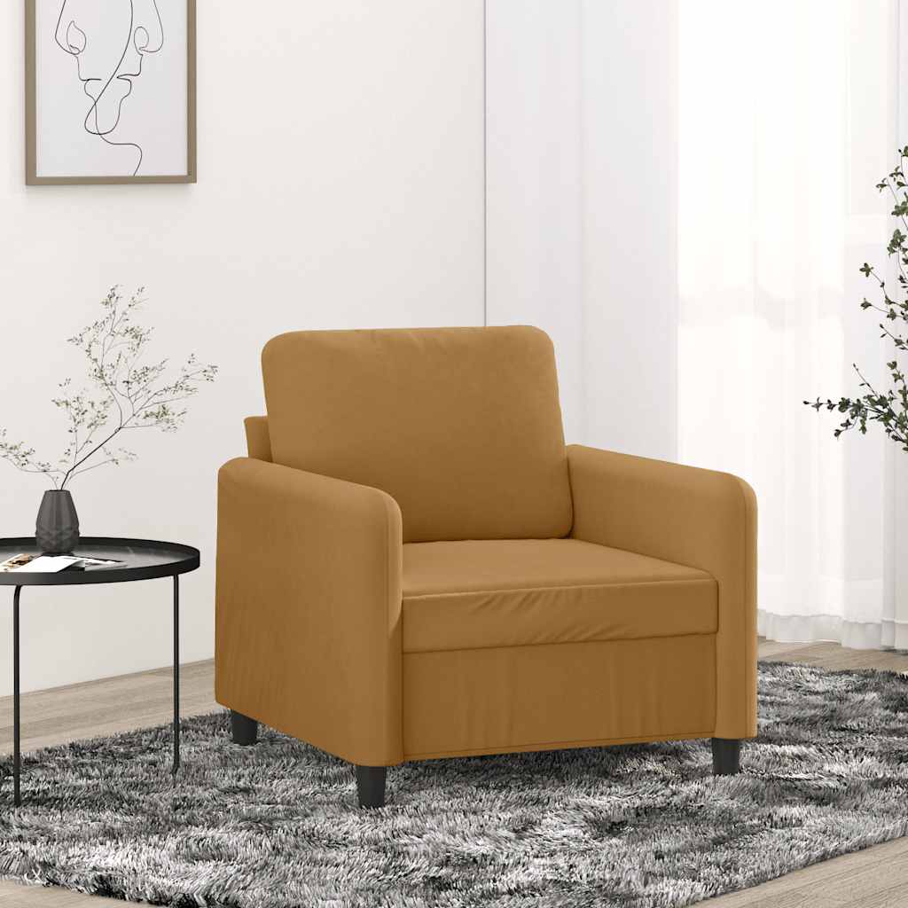 vidaXL Fotel, brązowy, 60 cm, obity aksamitem