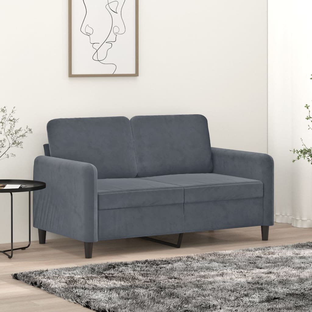 vidaXL Sofa 2-osobowa, ciemnoszary, 120 cm, tapicerowana aksamitem