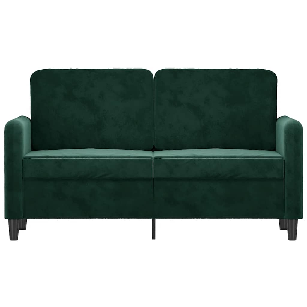 vidaXL Sofa 2-osobowa, ciemnozielona, 120 cm, tapicerowana aksamitem