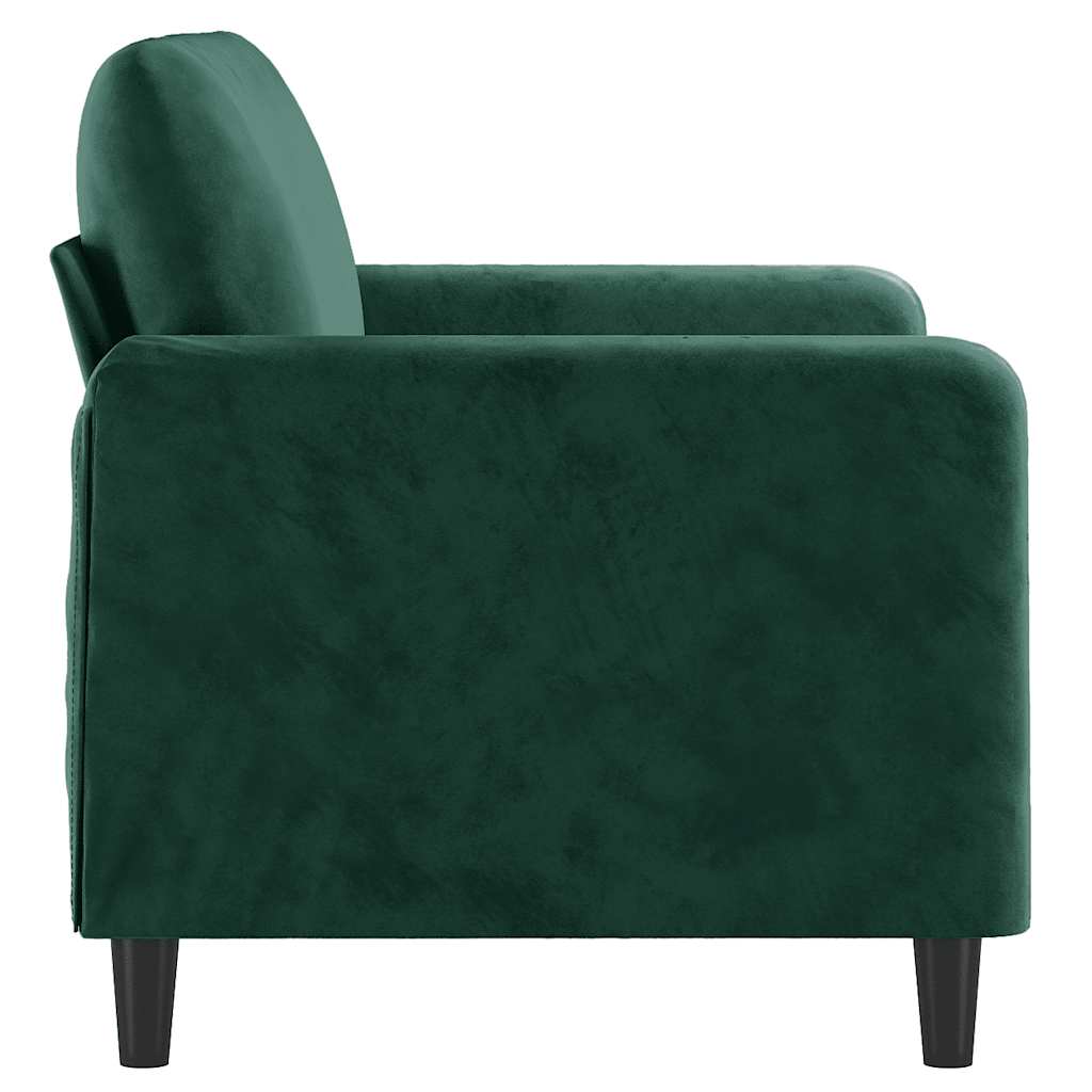 vidaXL Sofa 2-osobowa, ciemnozielona, 120 cm, tapicerowana aksamitem