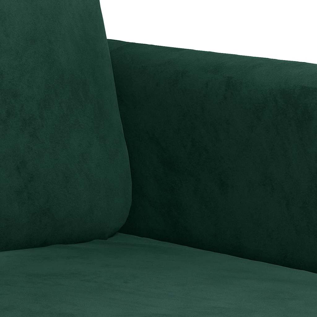 vidaXL Sofa 2-osobowa, ciemnozielona, 120 cm, tapicerowana aksamitem