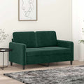 vidaXL Sofa 2-osobowa, ciemnozielona, 120 cm, tapicerowana aksamitem
