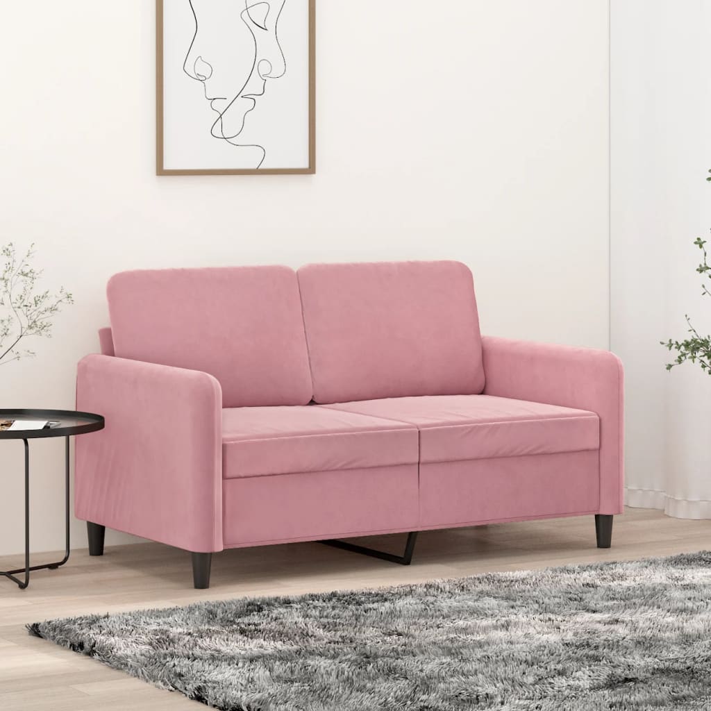 vidaXL Sofa 2-osobowa, różowy, 120 cm, tapicerowana aksamitem
