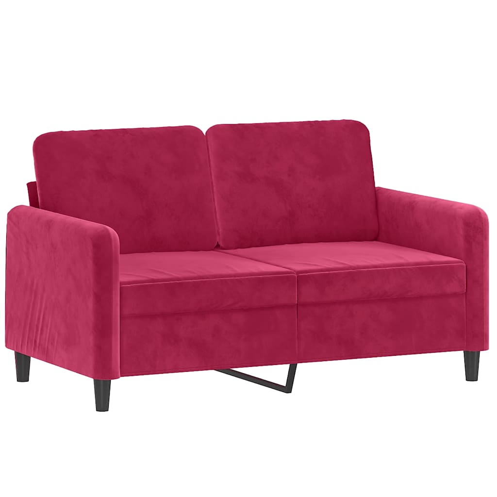 vidaXL Sofa 2-osobowa, winna czerwień, 120 cm, tapicerowana aksamitem