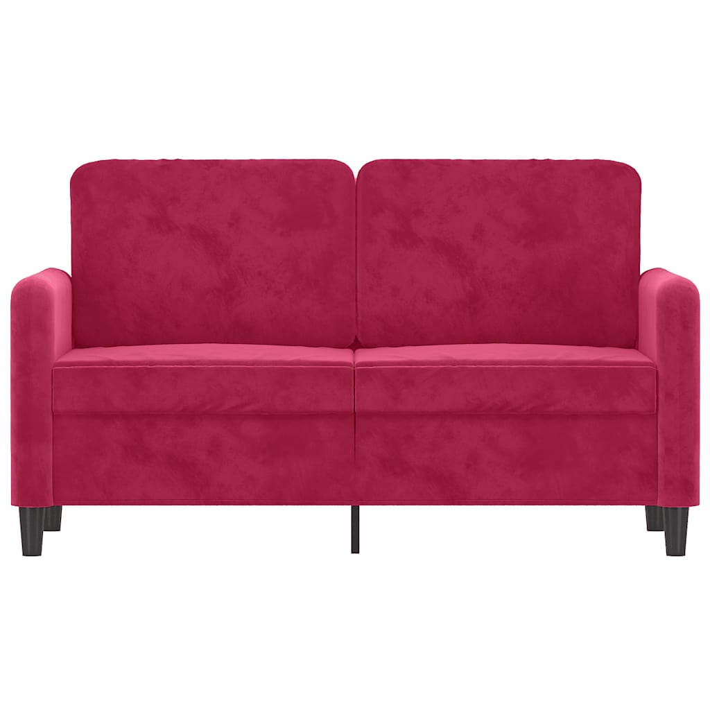 vidaXL Sofa 2-osobowa, winna czerwień, 120 cm, tapicerowana aksamitem