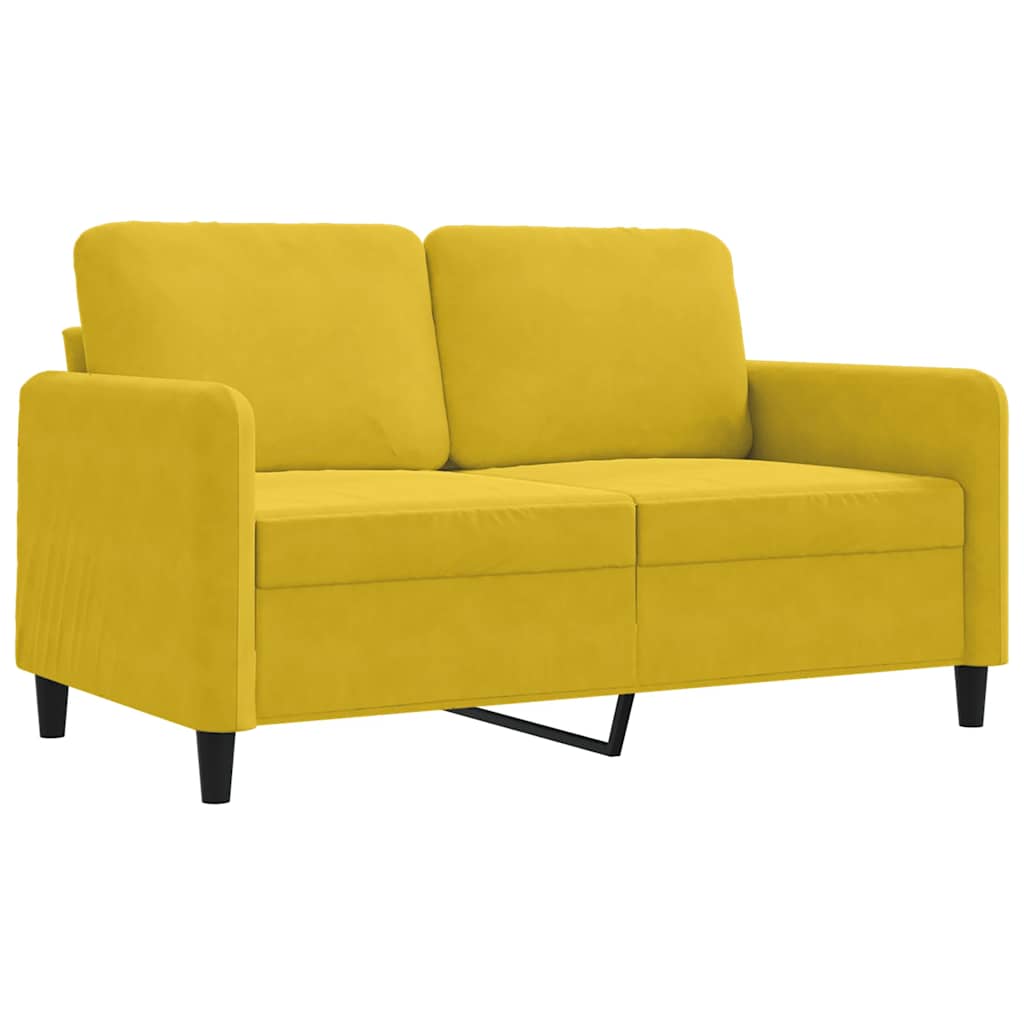 vidaXL Sofa 2-osobowa, żółta, 120 cm, tapicerowana aksamitem