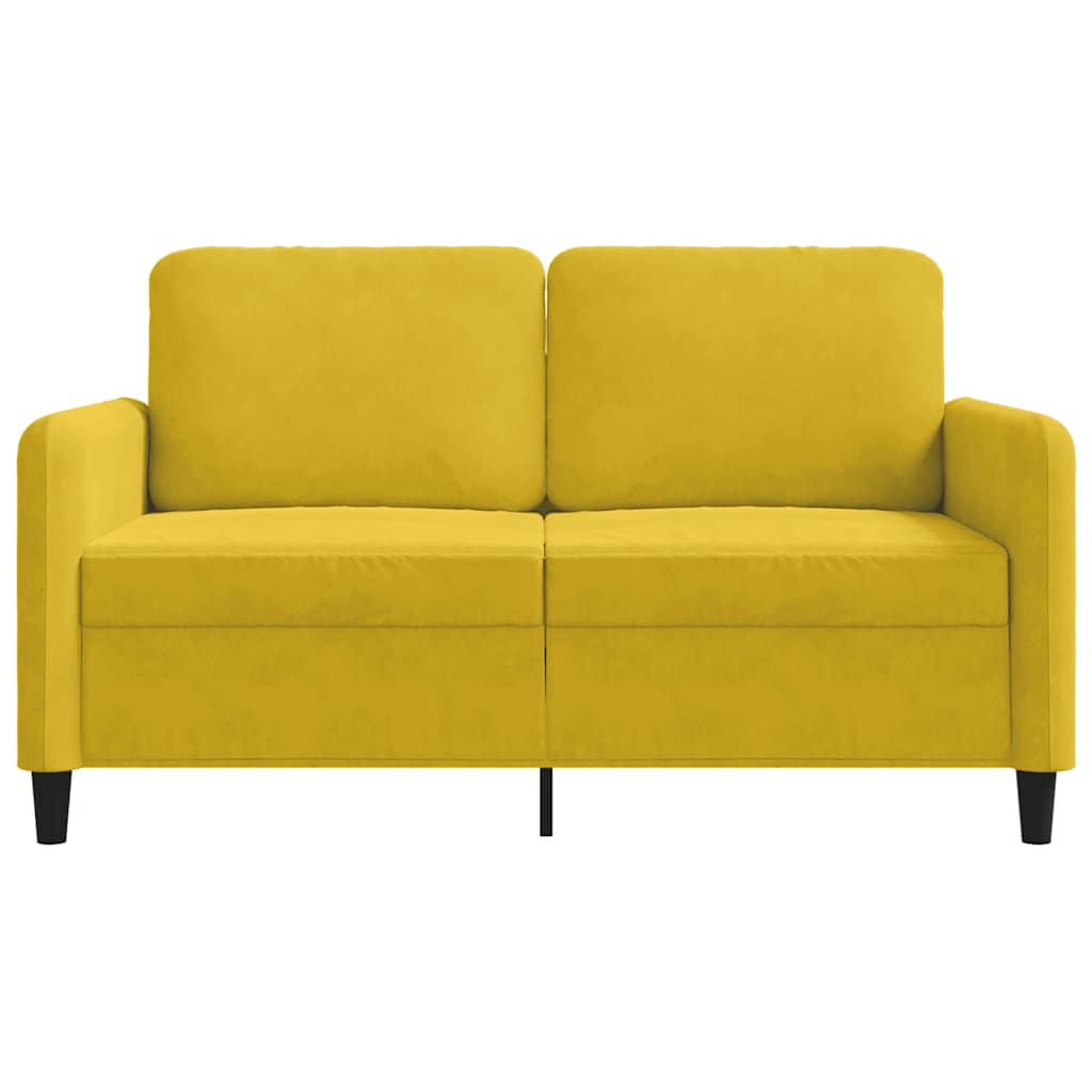 vidaXL Sofa 2-osobowa, żółta, 120 cm, tapicerowana aksamitem