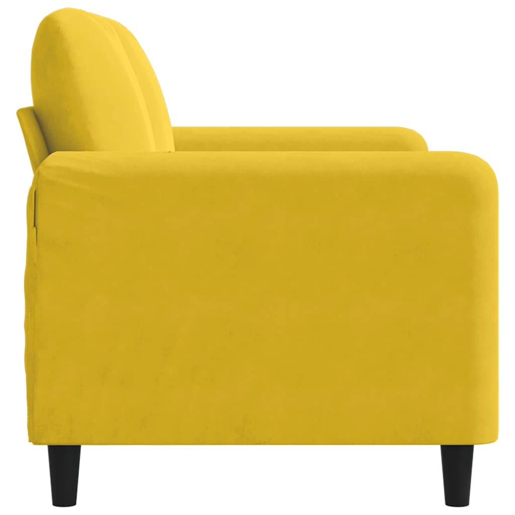 vidaXL Sofa 2-osobowa, żółta, 120 cm, tapicerowana aksamitem