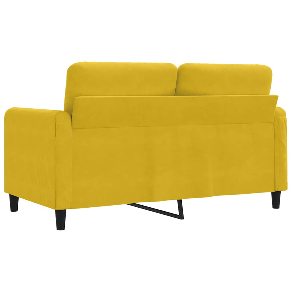 vidaXL Sofa 2-osobowa, żółta, 120 cm, tapicerowana aksamitem