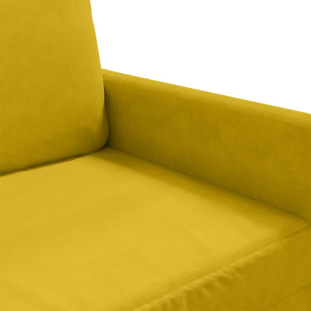vidaXL Sofa 2-osobowa, żółta, 120 cm, tapicerowana aksamitem
