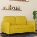 vidaXL Sofa 2-osobowa, żółta, 120 cm, tapicerowana aksamitem