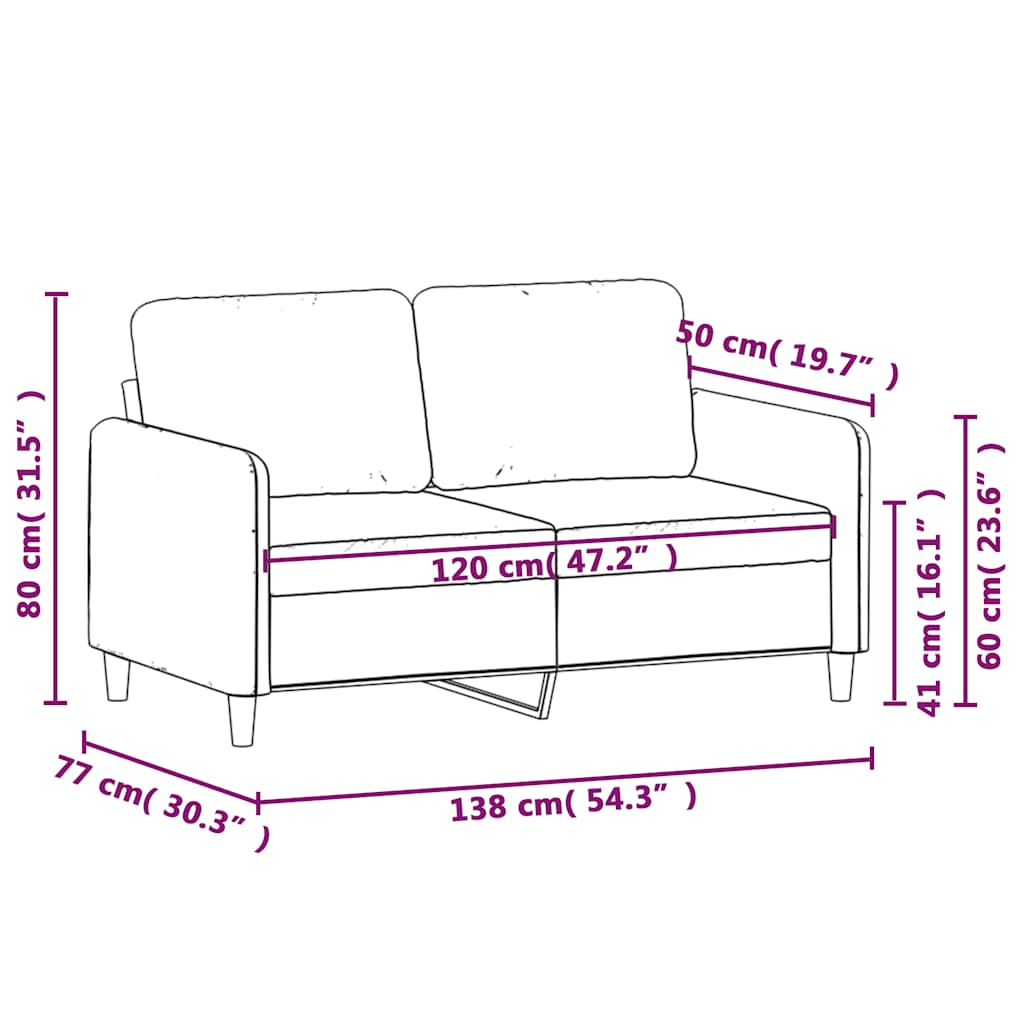 vidaXL Sofa 2-osobowa, brązowy, 120 cm, tapicerowana aksamitem