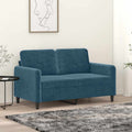vidaXL Sofa 2-osobowa, niebieski, 120 cm, tapicerowana aksamitem