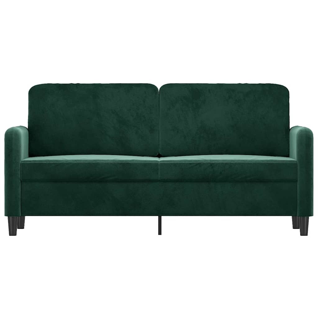 vidaXL Sofa 2-osobowa, ciemnozielona, 140 cm, tapicerowana aksamitem