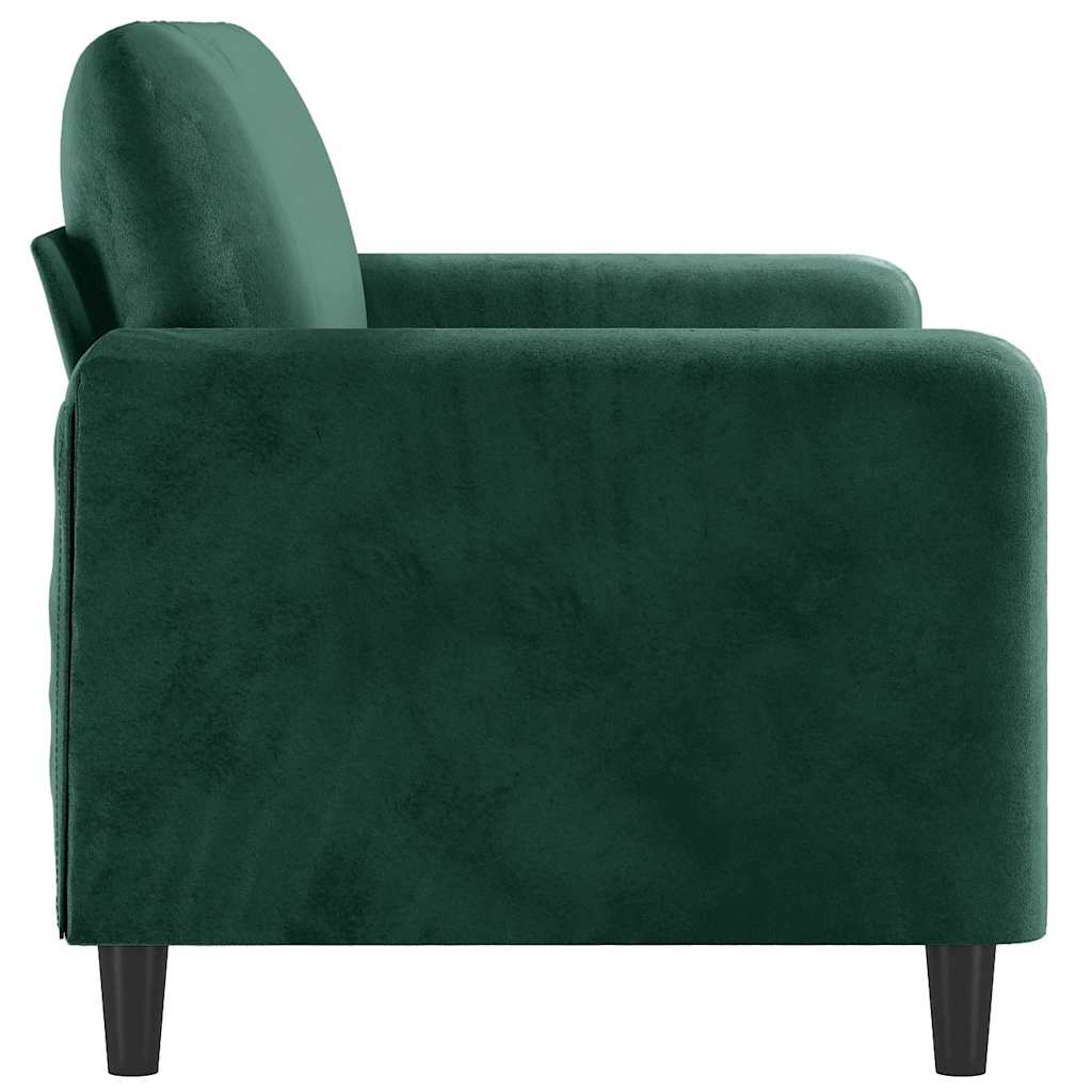vidaXL Sofa 2-osobowa, ciemnozielona, 140 cm, tapicerowana aksamitem