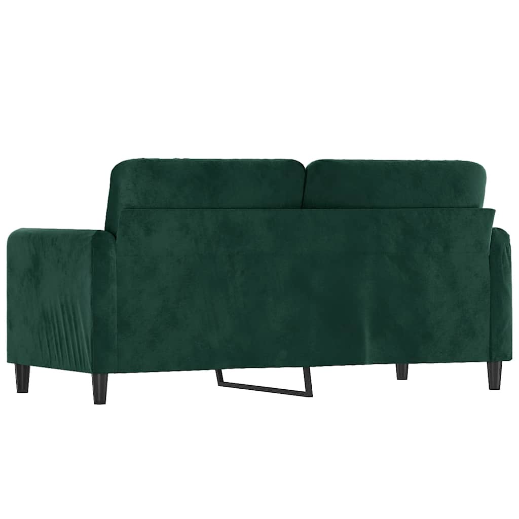 vidaXL Sofa 2-osobowa, ciemnozielona, 140 cm, tapicerowana aksamitem