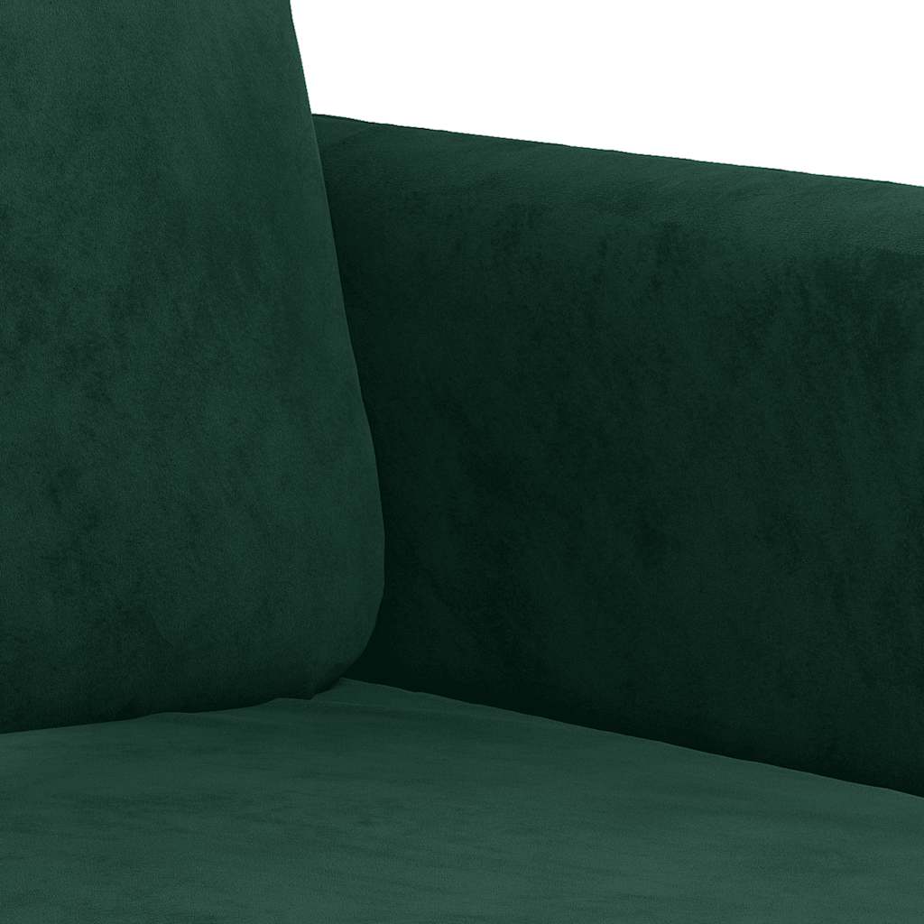 vidaXL Sofa 2-osobowa, ciemnozielona, 140 cm, tapicerowana aksamitem