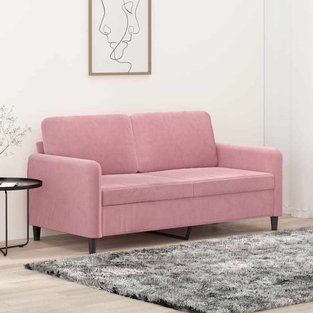 vidaXL Sofa 2-osobowa, różowy, 140 cm, tapicerowana aksamitem