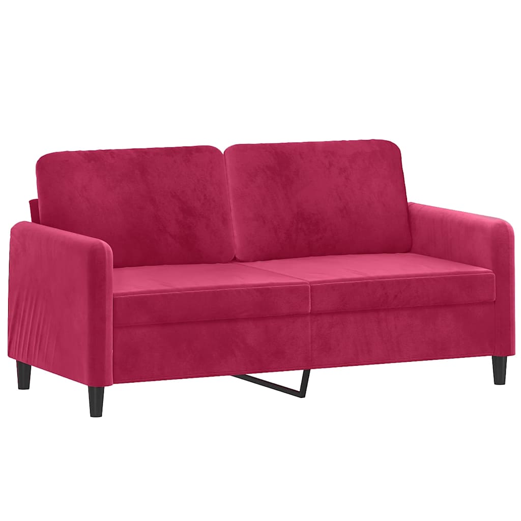 vidaXL Sofa 2-osobowa, winna czerwień, 140 cm, tapicerowana aksamitem