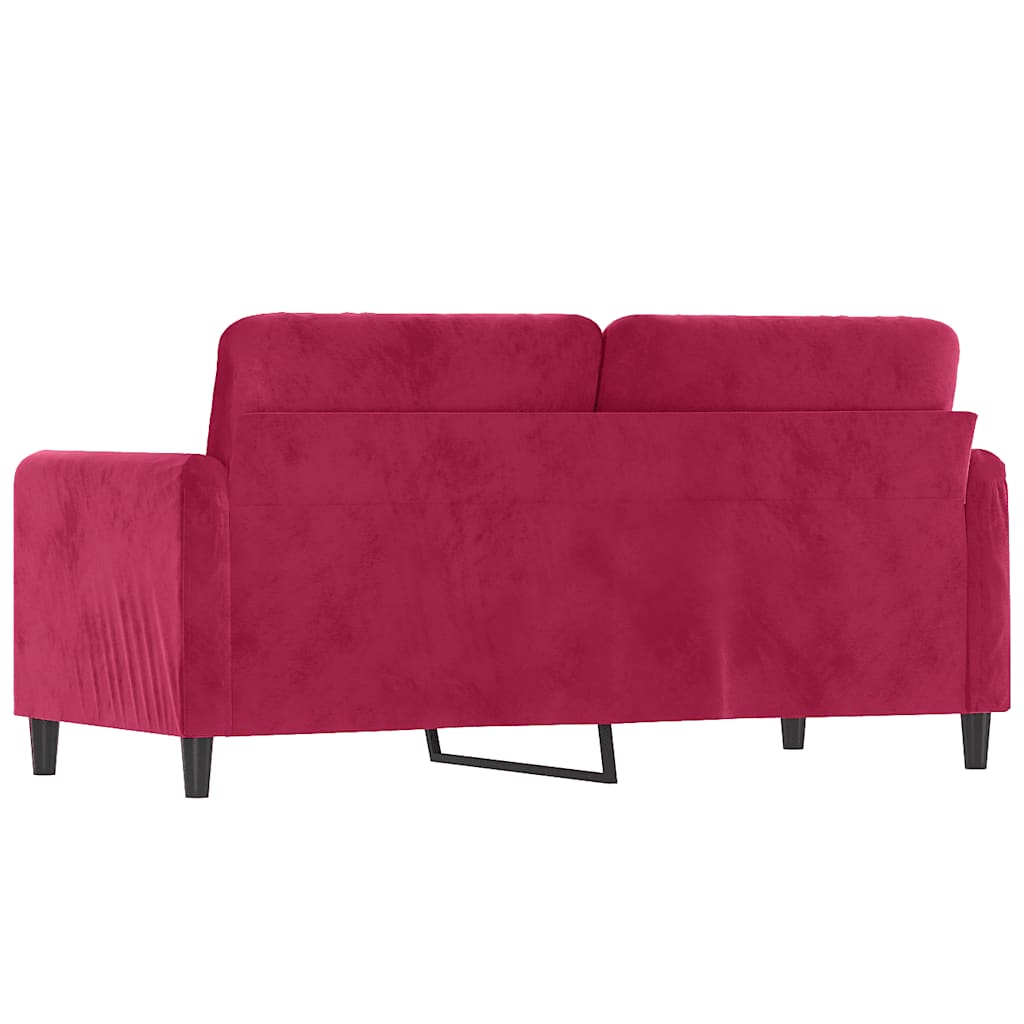 vidaXL Sofa 2-osobowa, winna czerwień, 140 cm, tapicerowana aksamitem