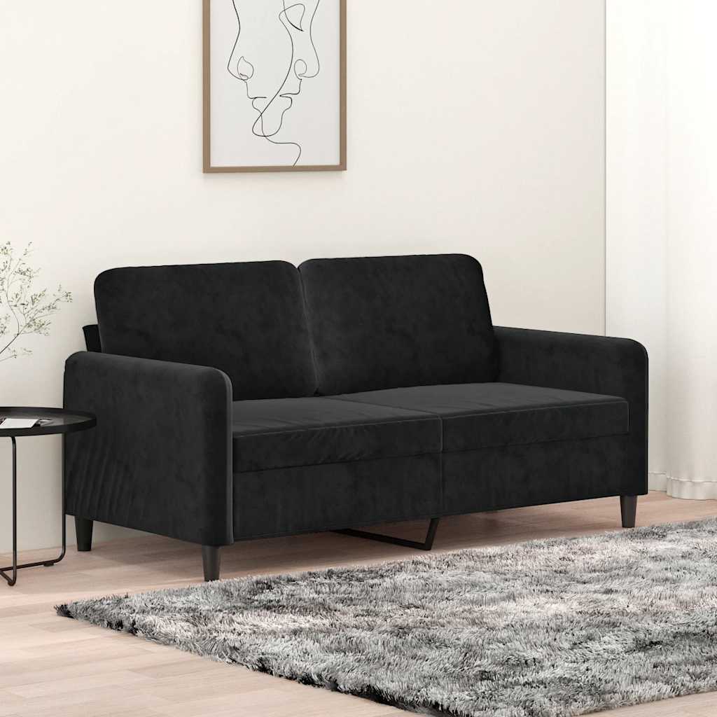 vidaXL Sofa 2-osobowa, czarna, 140 cm, tapicerowana aksamitem