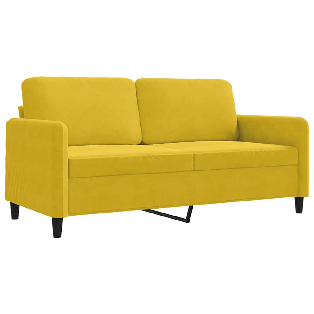vidaXL Sofa 2-osobowa, żółta, 140 cm, tapicerowana aksamitem