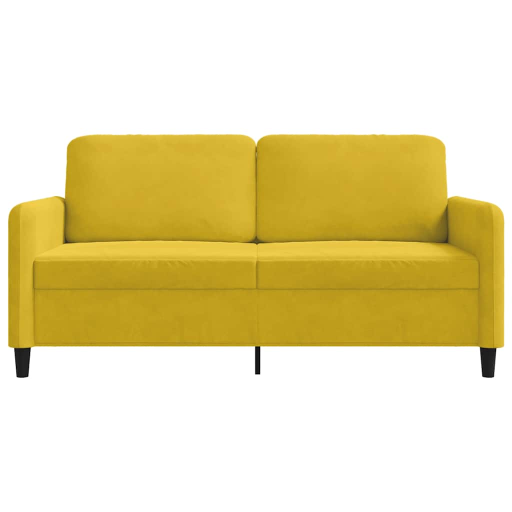 vidaXL Sofa 2-osobowa, żółta, 140 cm, tapicerowana aksamitem