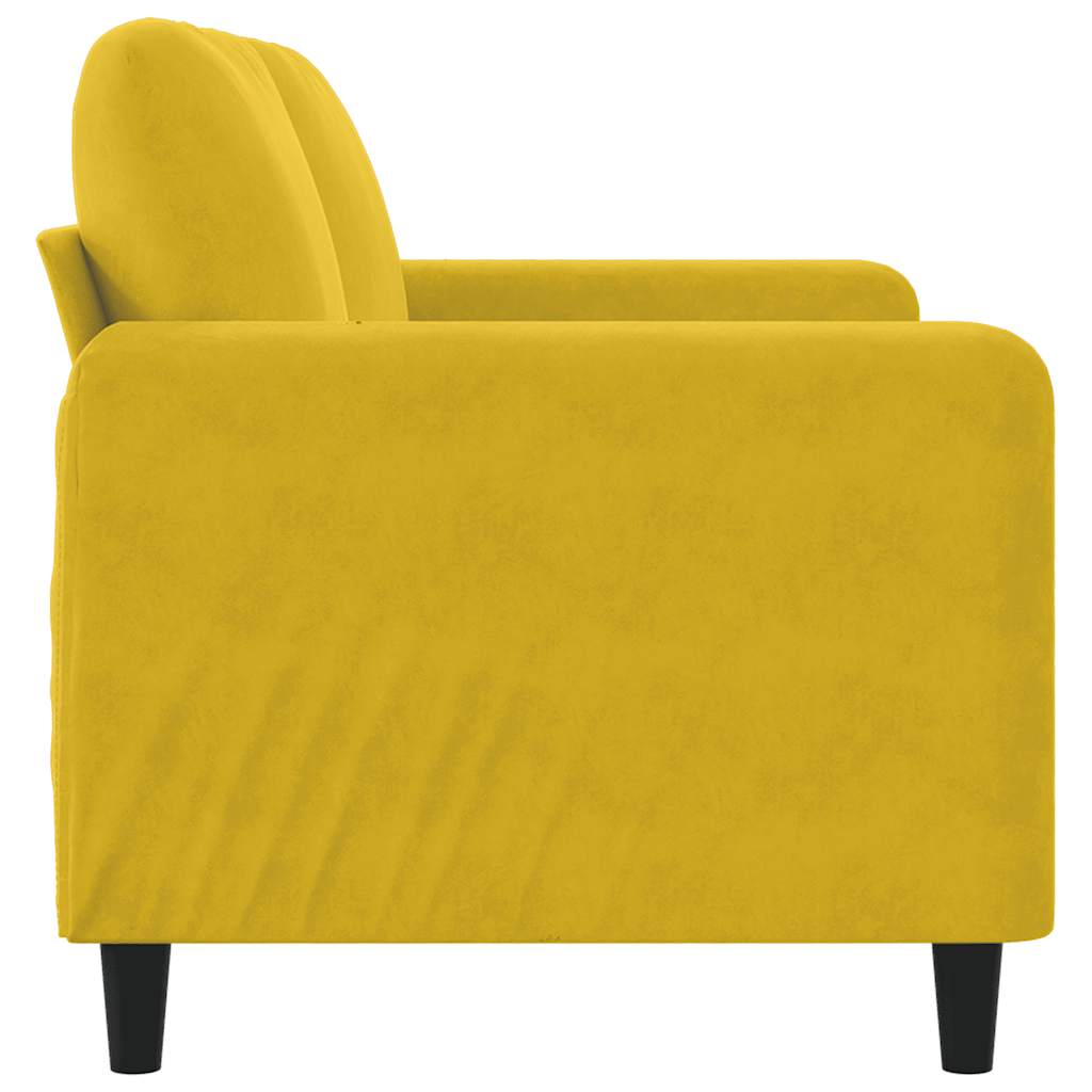 vidaXL Sofa 2-osobowa, żółta, 140 cm, tapicerowana aksamitem