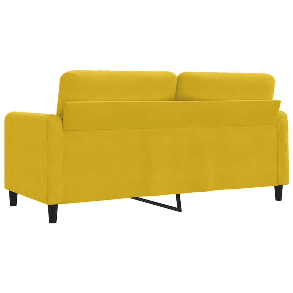 vidaXL Sofa 2-osobowa, żółta, 140 cm, tapicerowana aksamitem