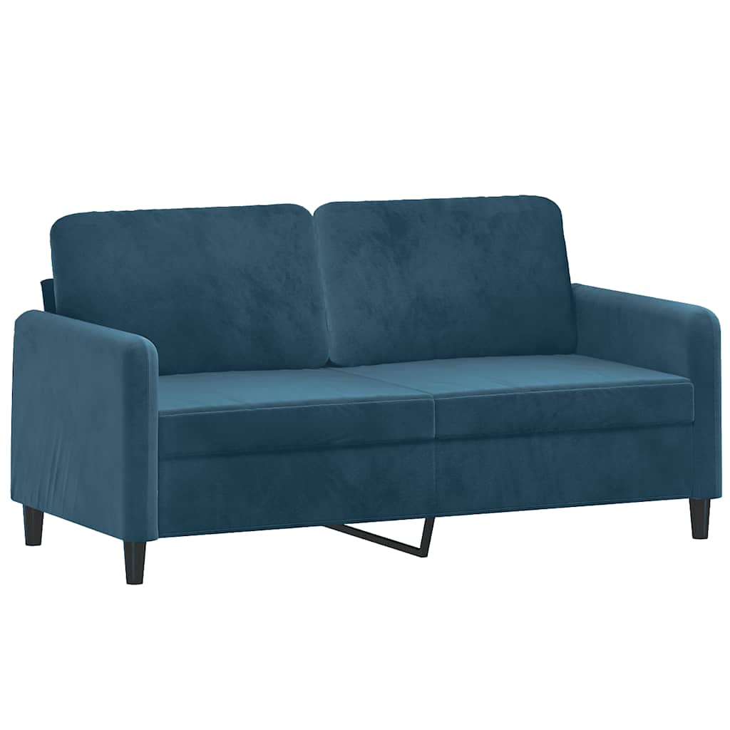 vidaXL Sofa 2-osobowa, niebieski, 140 cm, tapicerowana aksamitem