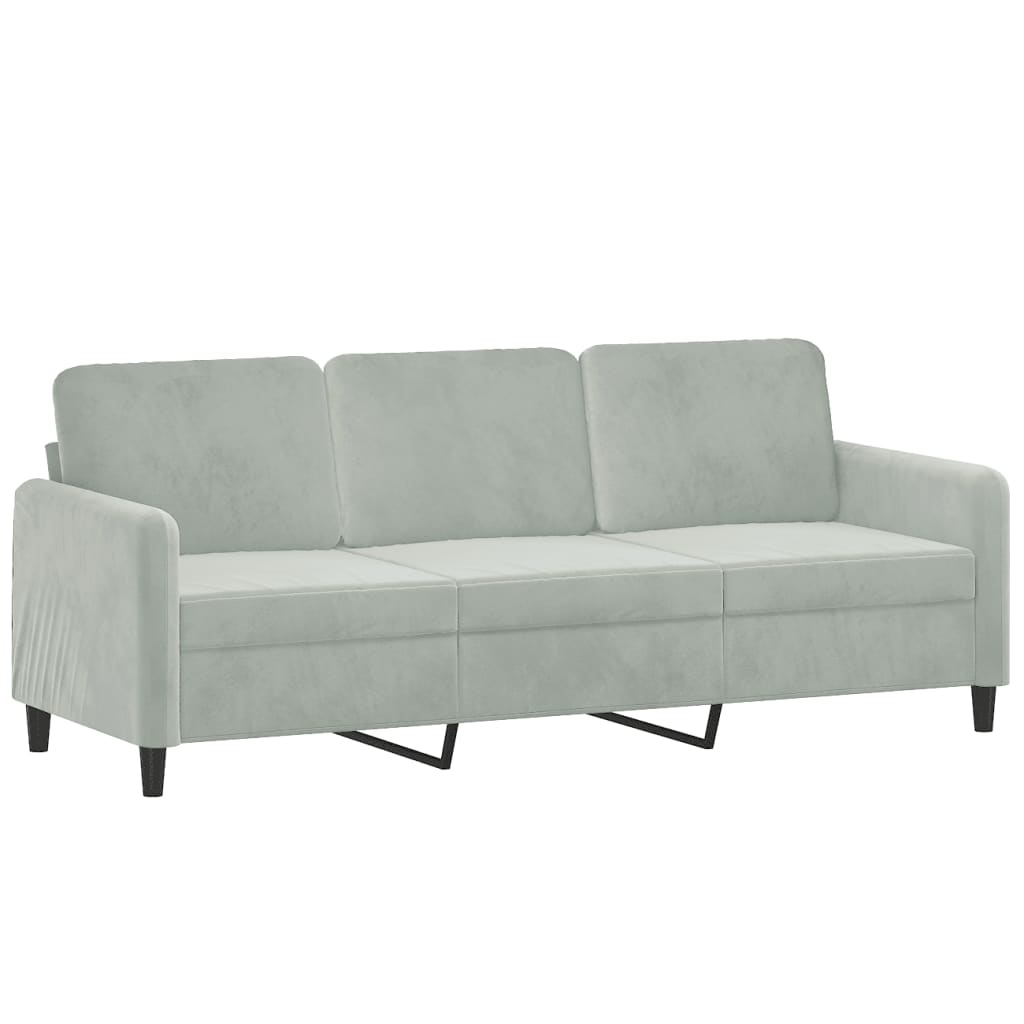 vidaXL Sofa 3-osobowa, jasnoszara, 180 cm, tapicerowana aksamitem