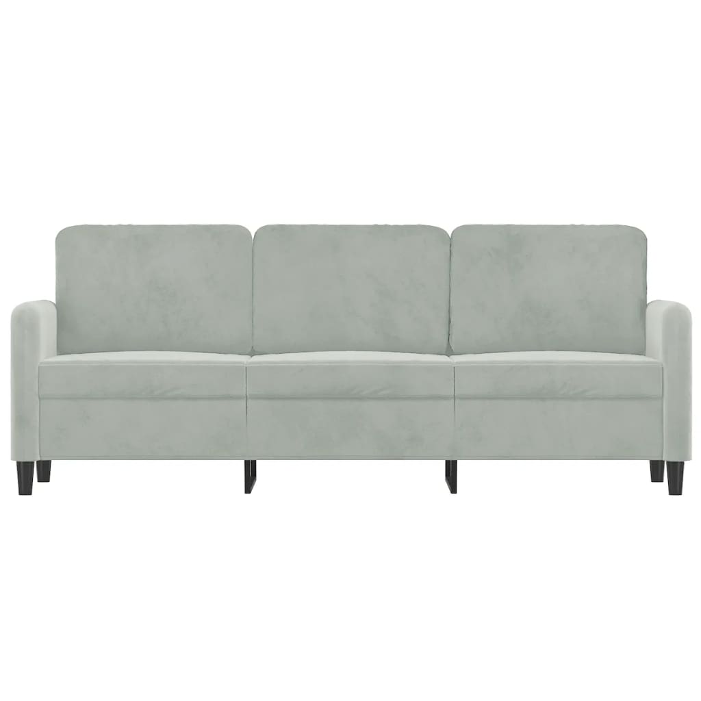 vidaXL Sofa 3-osobowa, jasnoszara, 180 cm, tapicerowana aksamitem