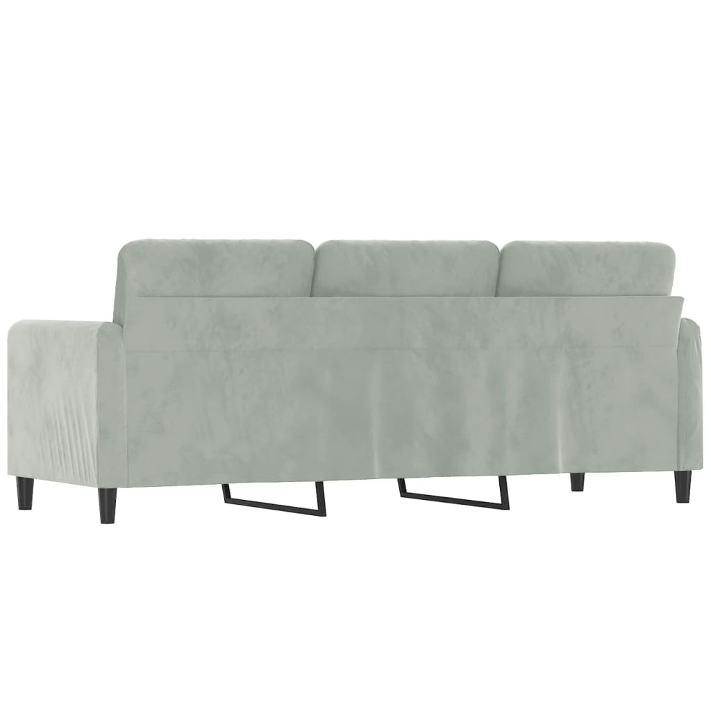 vidaXL Sofa 3-osobowa, jasnoszara, 180 cm, tapicerowana aksamitem