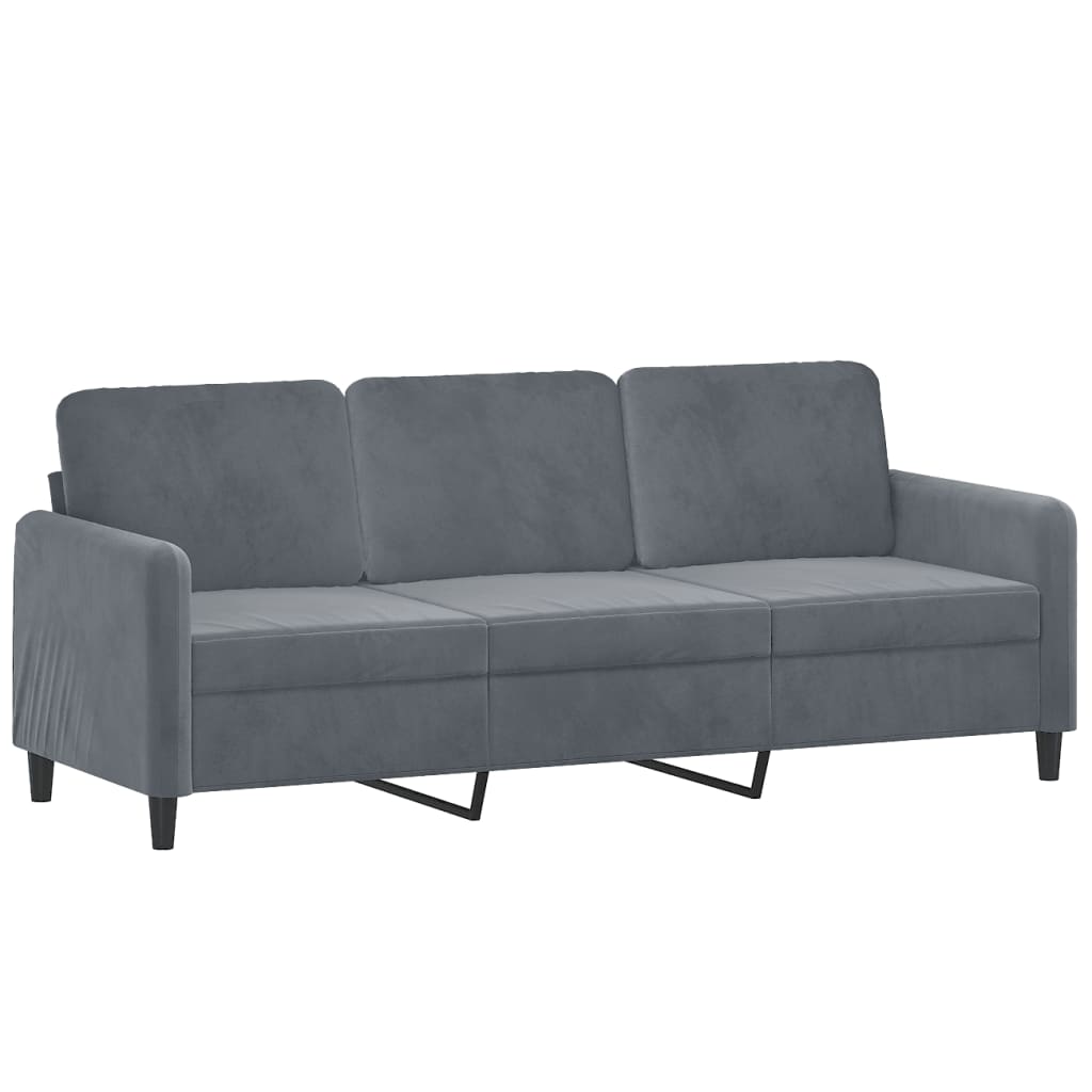 vidaXL Sofa 3-osobowa, ciemnoszara, 180 cm, obita aksamitem
