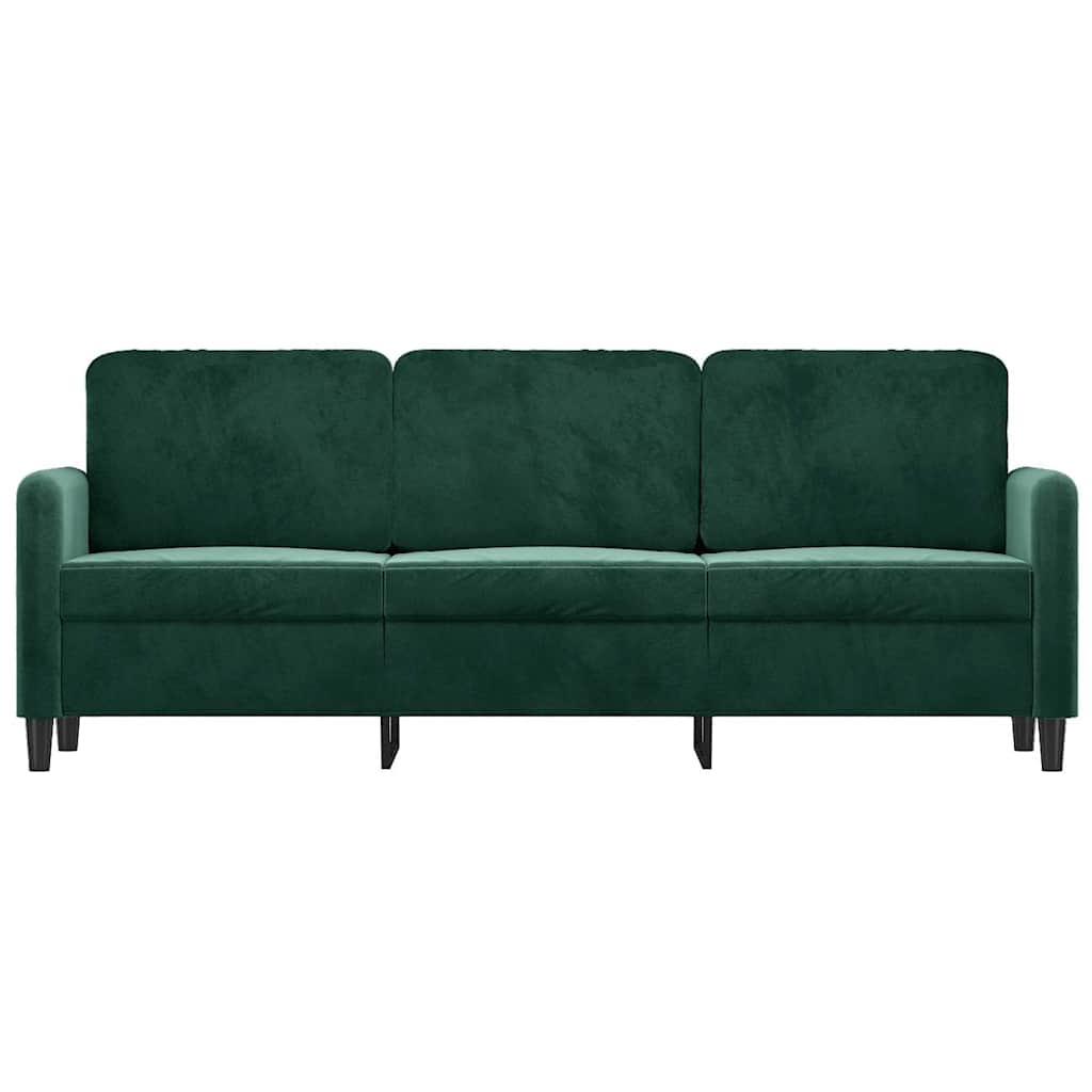 vidaXL Sofa 3-osobowa, ciemnozielony, 180 cm, obita aksamitem