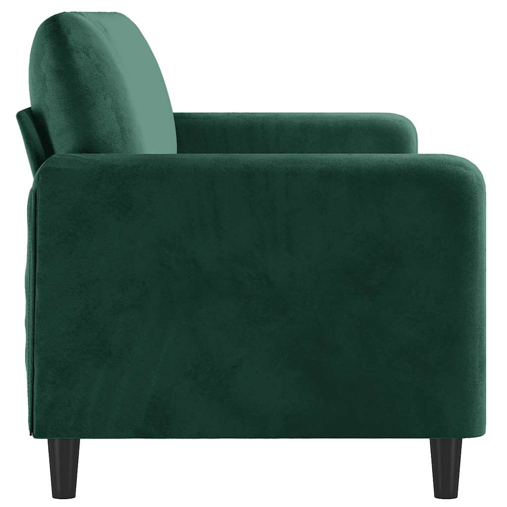 vidaXL Sofa 3-osobowa, ciemnozielony, 180 cm, obita aksamitem