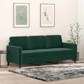 vidaXL Sofa 3-osobowa, ciemnozielony, 180 cm, obita aksamitem