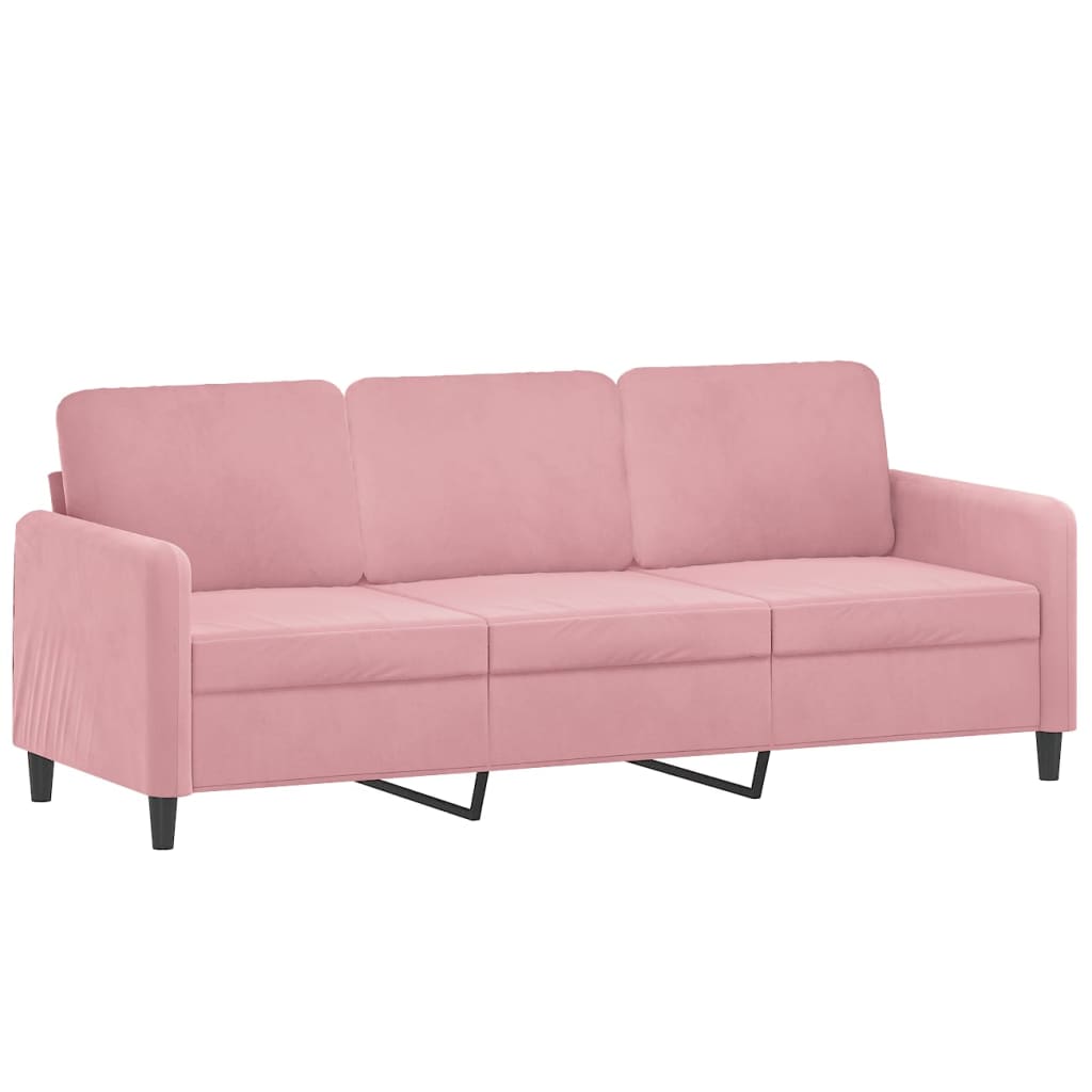 vidaXL Sofa 3-osobowa, różowa, 180 cm, obita aksamitem