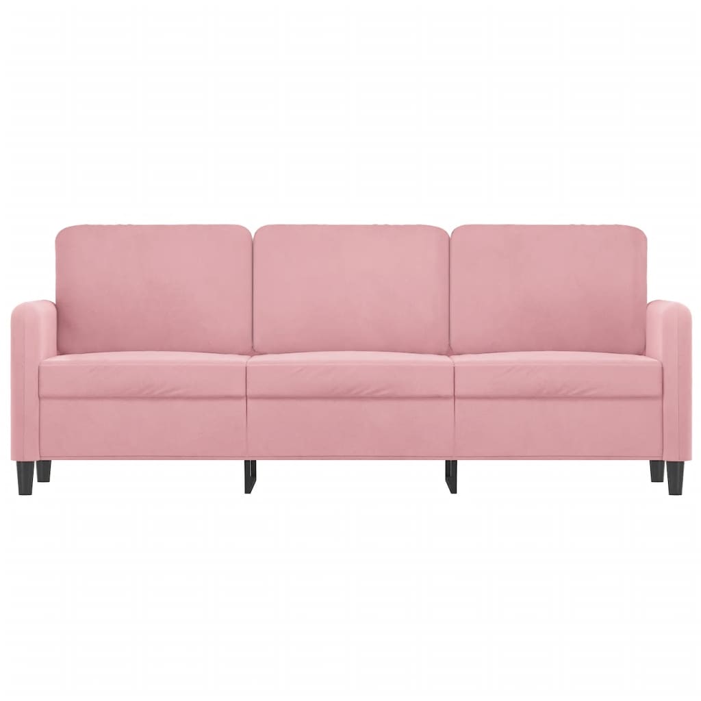 vidaXL Sofa 3-osobowa, różowa, 180 cm, obita aksamitem