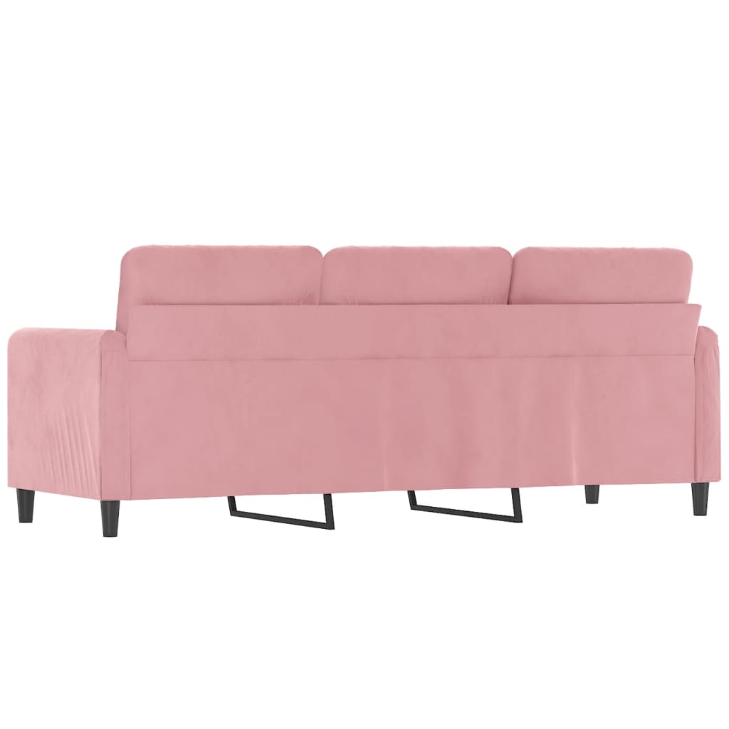vidaXL Sofa 3-osobowa, różowa, 180 cm, obita aksamitem