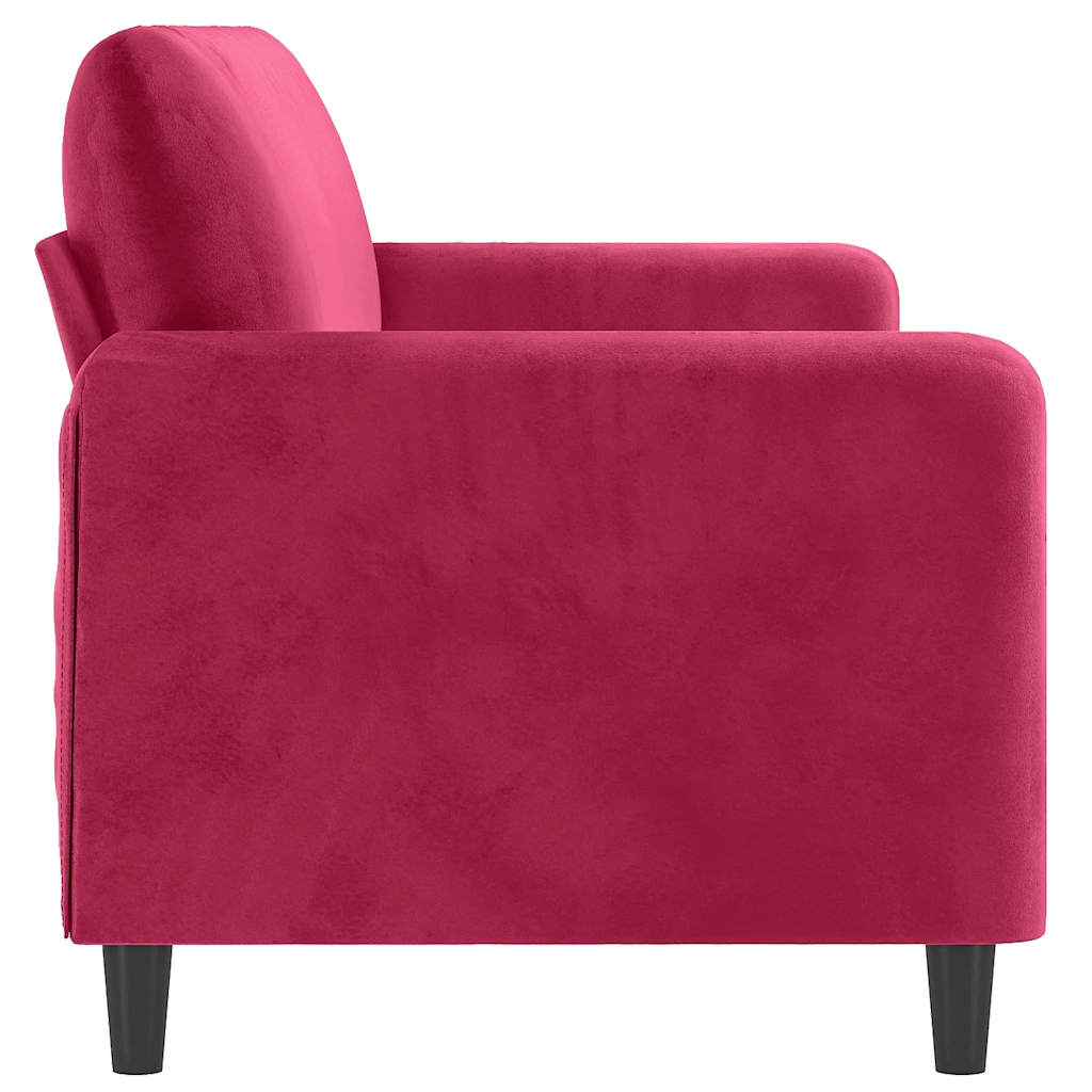 vidaXL Sofa 3-osobowa, winna czerwień, 180 cm, obita aksamitem