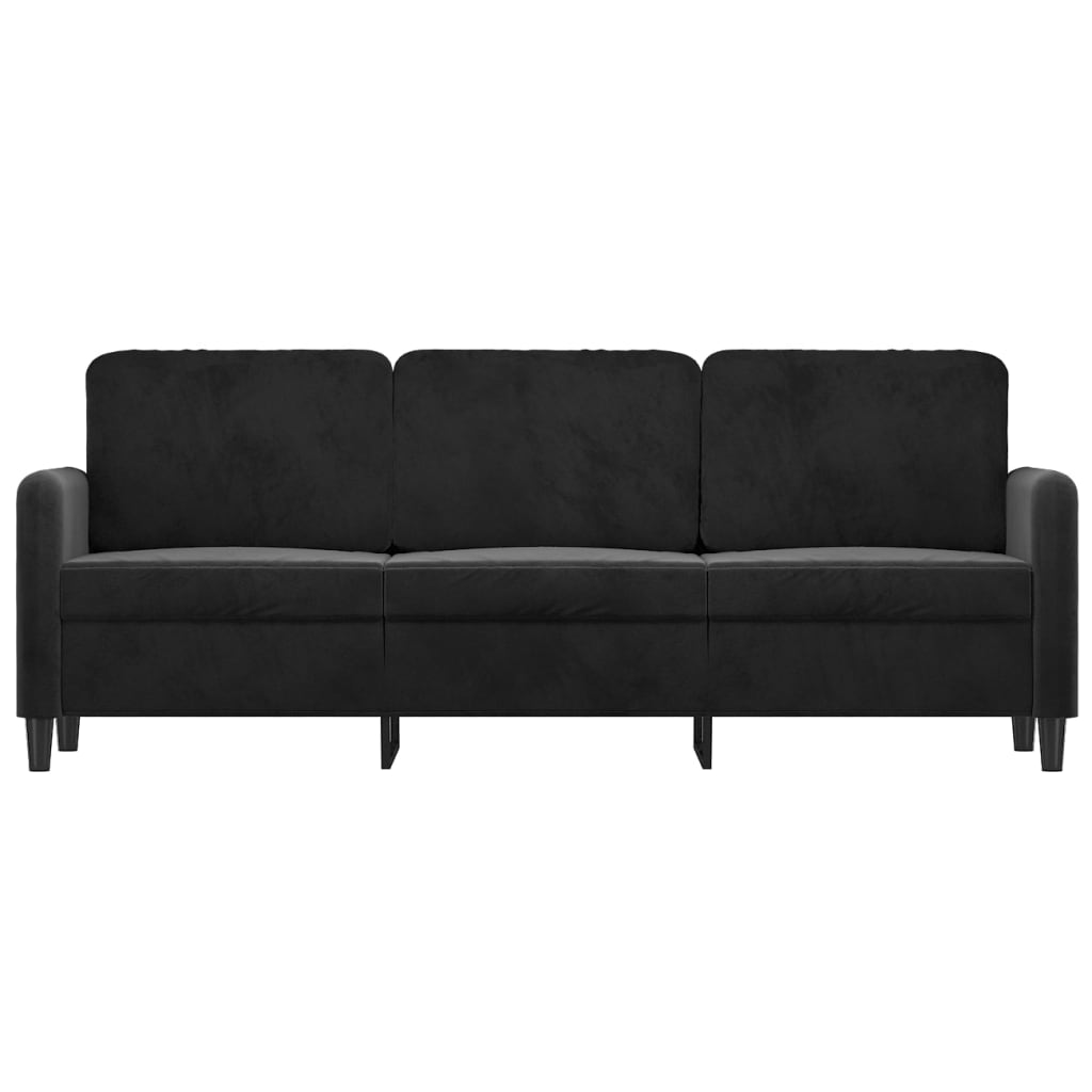 vidaXL Sofa 3-osobowa, czarny, 180 cm, tapicerowana aksamitem