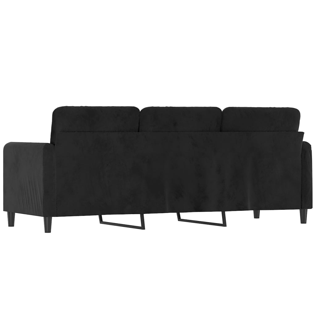 vidaXL Sofa 3-osobowa, czarny, 180 cm, tapicerowana aksamitem